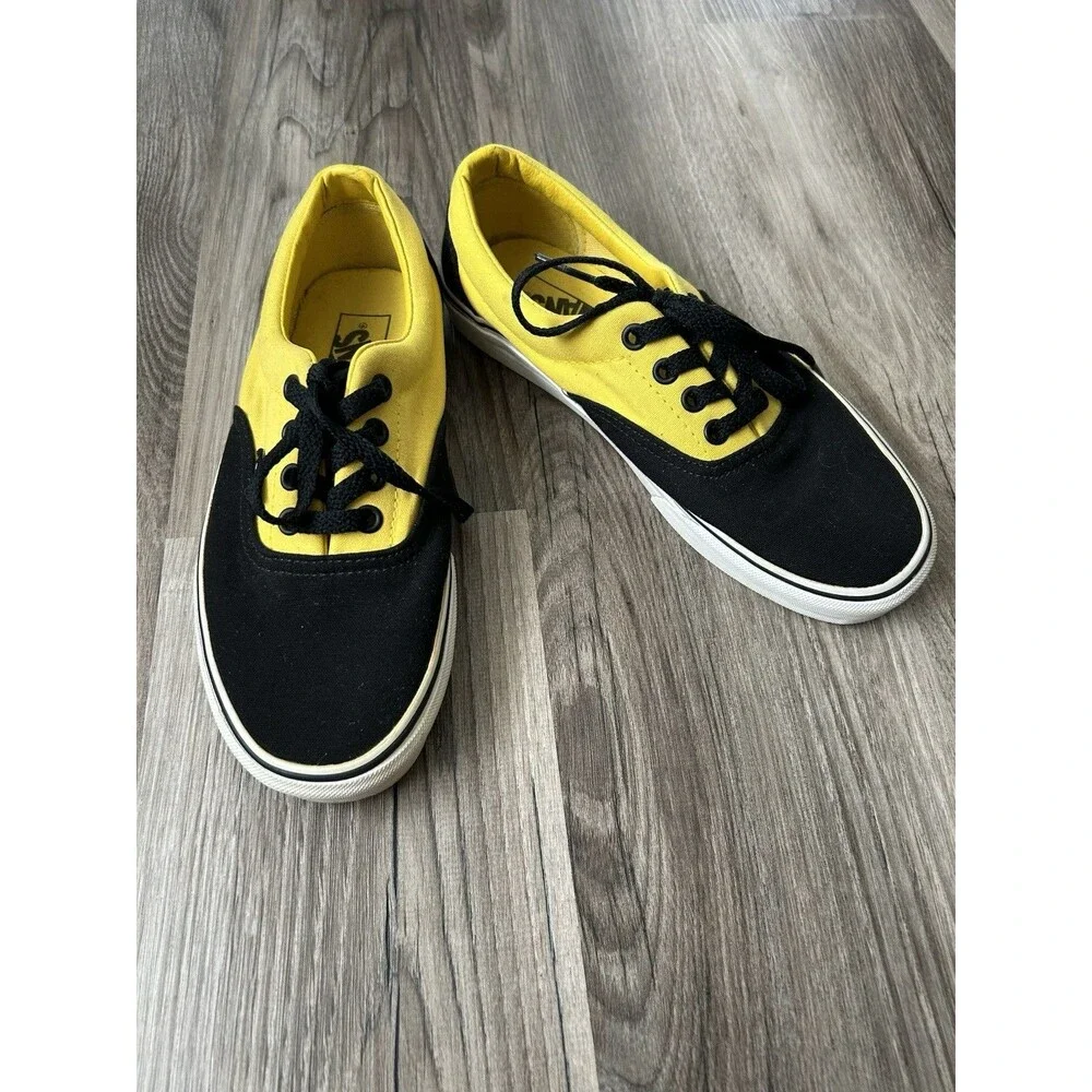 VANS Era Sneakers Black And Yellow Men’s 6 Women’s 7.5 Low Top Skate Shoes EUC